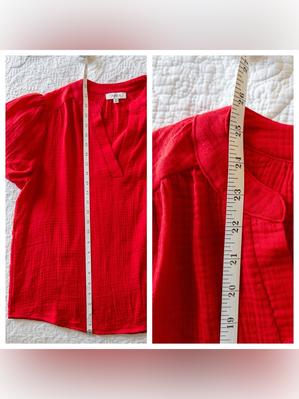 NWOT Avara Tammy 100% Cotton Lightweight Gauze Top Red Size M - Picture 11 of 11